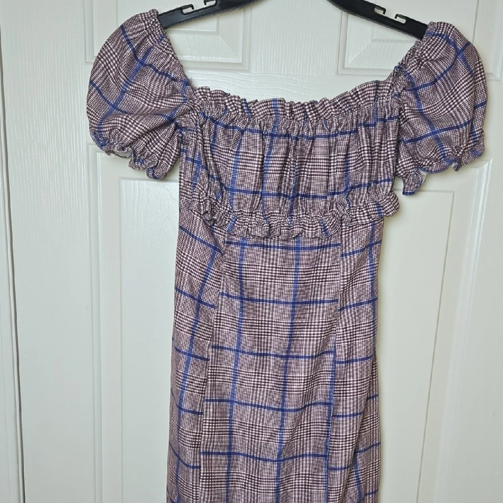 Y.SWAG SMALL & CLEVER Lil Off-Shoulder Midi Dress Naughty or Nice Plaid Flirty - Picture 5 of 10